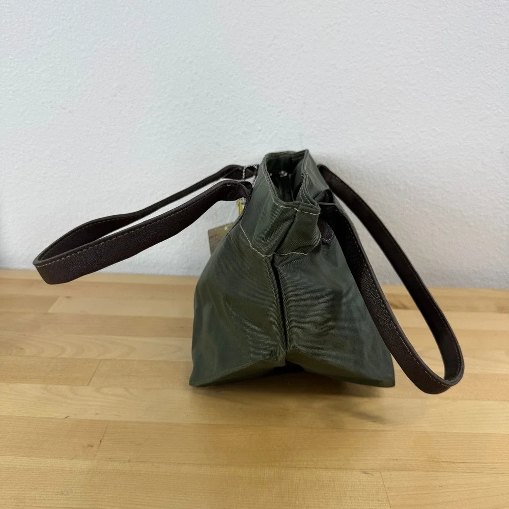 Joe Boxer Olive Green Nylon Tote Bag Smiley Face Charm Y2K Vintage Style NEW